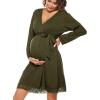 imageSWOMOG Womens Maternity Nursing Robe Pregnancy Breastfeeding Bathrobes 3 in 1 Labor Delivery NightgownsLong Sleevearmy Green