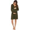imageSWOMOG Womens Maternity Nursing Robe Pregnancy Breastfeeding Bathrobes 3 in 1 Labor Delivery NightgownsLong Sleevearmy Green