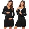 imageSWOMOG Womens Maternity Nursing Robe Pregnancy Breastfeeding Bathrobes 3 in 1 Labor Delivery NightgownsLong Sleeveblack