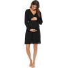 imageSWOMOG Womens Maternity Nursing Robe Pregnancy Breastfeeding Bathrobes 3 in 1 Labor Delivery NightgownsLong Sleeveblack