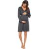 imageSWOMOG Womens Maternity Nursing Robe Pregnancy Breastfeeding Bathrobes 3 in 1 Labor Delivery NightgownsLong Sleevedark Gray