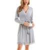 imageSWOMOG Womens Maternity Nursing Robe Pregnancy Breastfeeding Bathrobes 3 in 1 Labor Delivery NightgownsLong Sleevegray
