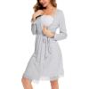 imageSWOMOG Womens Maternity Nursing Robe Pregnancy Breastfeeding Bathrobes 3 in 1 Labor Delivery NightgownsLong Sleevegray