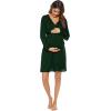 imageSWOMOG Womens Maternity Nursing Robe Pregnancy Breastfeeding Bathrobes 3 in 1 Labor Delivery NightgownsLong Sleevegreen