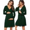imageSWOMOG Womens Maternity Nursing Robe Pregnancy Breastfeeding Bathrobes 3 in 1 Labor Delivery NightgownsLong Sleevegreen