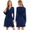 imageSWOMOG Womens Maternity Nursing Robe Pregnancy Breastfeeding Bathrobes 3 in 1 Labor Delivery NightgownsLong Sleevenavy Blue