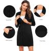 imageSWOMOG Womens Maternity Nursing Robe Pregnancy Breastfeeding Bathrobes 3 in 1 Labor Delivery NightgownsZ34 Sleeve Black