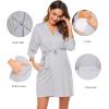 imageSWOMOG Womens Maternity Nursing Robe Pregnancy Breastfeeding Bathrobes 3 in 1 Labor Delivery NightgownsZ34 Sleeve Grey