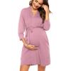 imageSWOMOG Womens Maternity Nursing Robe Pregnancy Breastfeeding Bathrobes 3 in 1 Labor Delivery NightgownsZ34 Sleeve Taro Purple