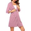 imageSWOMOG Womens Maternity Nursing Robe Pregnancy Breastfeeding Bathrobes 3 in 1 Labor Delivery NightgownsZ34 Sleeve Taro Purple