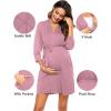 imageSWOMOG Womens Maternity Nursing Robe Pregnancy Breastfeeding Bathrobes 3 in 1 Labor Delivery NightgownsZ34 Sleeve Taro Purple