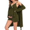 imageSWOMOG Womens Maternity Robe Set 3 Piece Nursing Pajamas for Breastfeeding 3 in 1 Labor Delivery Hospital Pregnancy Pjs GreyArmy Green