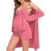 imageSWOMOG Womens Maternity Robe Set 3 Piece Nursing Pajamas for Breastfeeding 3 in 1 Labor Delivery Hospital Pregnancy Pjs GreyCoral