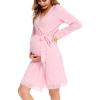 imageSWOMOG Womens Maternity Nursing Robe Pregnancy Breastfeeding Bathrobes 3 in 1 Labor Delivery NightgownsLong Sleevepink