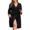 imageSWOMOG Womens Maternity Nursing Robe Pregnancy Breastfeeding Bathrobes 3 in 1 Labor Delivery NightgownsPlus Sizeblack