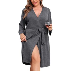 imageSWOMOG Womens Maternity Nursing Robe Pregnancy Breastfeeding Bathrobes 3 in 1 Labor Delivery NightgownsPlus Sizedrak Grey