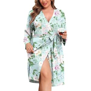 imageSWOMOG Womens Maternity Nursing Robe Pregnancy Breastfeeding Bathrobes 3 in 1 Labor Delivery NightgownsPlus Sizefloral Green