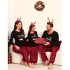 imageSWOMOG Adult Christmas Pajamas Buffalo Plaid Pajama Pants with Pockets Long Sleeve Tops for Couples ampamp FamilyBlack Merry Christmasplaid