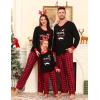 imageSWOMOG Adult Christmas Pajamas Buffalo Plaid Pajama Pants with Pockets Long Sleeve Tops for Couples ampamp FamilyBlack Merry Christmasplaid