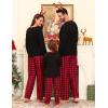 imageSWOMOG Adult Christmas Pajamas Buffalo Plaid Pajama Pants with Pockets Long Sleeve Tops for Couples ampamp FamilyBlack Merry Christmasplaid