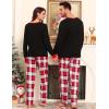 imageSWOMOG Adult Christmas Pajamas Buffalo Plaid Pajama Pants with Pockets Long Sleeve Tops for Couples ampamp FamilyChristmas Deer