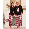 imageSWOMOG Adult Christmas Pajamas Buffalo Plaid Pajama Pants with Pockets Long Sleeve Tops for Couples ampamp FamilyChristmas Deer
