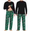 imageSWOMOG Adult Christmas Pajamas Buffalo Plaid Pajama Pants with Pockets Long Sleeve Tops for Couples ampamp FamilyGreen Pliadcandy Cane