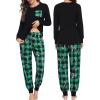 imageSWOMOG Adult Christmas Pajamas Buffalo Plaid Pajama Pants with Pockets Long Sleeve Tops for Couples ampamp FamilyGreen Pliadcandy Cane