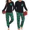 imageSWOMOG Adult Christmas Pajamas Buffalo Plaid Pajama Pants with Pockets Long Sleeve Tops for Couples ampamp FamilyGreen Pliadcandy Cane