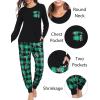 imageSWOMOG Adult Christmas Pajamas Buffalo Plaid Pajama Pants with Pockets Long Sleeve Tops for Couples ampamp FamilyGreen Pliadcandy Cane