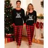 imageSWOMOG Adult Christmas Pajamas Buffalo Plaid Pajama Pants with Pockets Long Sleeve Tops for Couples ampamp FamilyMerry Christmasplaid