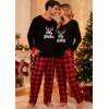 imageSWOMOG Adult Christmas Pajamas Buffalo Plaid Pajama Pants with Pockets Long Sleeve Tops for Couples ampamp FamilyMerry Christmasplaid