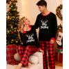 imageSWOMOG Adult Christmas Pajamas Buffalo Plaid Pajama Pants with Pockets Long Sleeve Tops for Couples ampamp FamilyMerry Christmasplaid