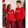 imageSWOMOG Adult Christmas Pajamas Buffalo Plaid Pajama Pants with Pockets Long Sleeve Tops for Couples ampamp FamilyRed Snowmanplaid