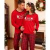 imageSWOMOG Adult Christmas Pajamas Buffalo Plaid Pajama Pants with Pockets Long Sleeve Tops for Couples ampamp FamilySnowmanplaid