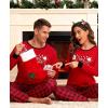 imageSWOMOG Adult Christmas Pajamas Buffalo Plaid Pajama Pants with Pockets Long Sleeve Tops for Couples ampamp FamilySnowmanplaid