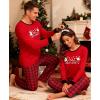 imageSWOMOG Adult Christmas Pajamas Buffalo Plaid Pajama Pants with Pockets Long Sleeve Tops for Couples ampamp FamilySnowmanplaid