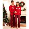 imageSWOMOG Adult Christmas Pajamas Buffalo Plaid Pajama Pants with Pockets Long Sleeve Tops for Couples ampamp FamilySnowmanplaid