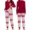 imageSWOMOG Adult Christmas Pajamas Buffalo Plaid Pajama Pants with Pockets Long Sleeve Tops for Couples ampamp FamilyWine Red Christmas Tree