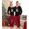 imageSWOMOG Adult Christmas Pajamas Buffalo Plaid Pajama Pants with Pockets Long Sleeve Tops for Couples ampamp FamilyXmas Reindeerplaid