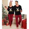 imageSWOMOG Adult Christmas Pajamas Buffalo Plaid Pajama Pants with Pockets Long Sleeve Tops for Couples ampamp FamilyXmas Reindeerplaid