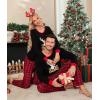 imageSWOMOG Adult Christmas Pajamas Buffalo Plaid Pajama Pants with Pockets Long Sleeve Tops for Couples ampamp FamilyXmas Reindeerplaid