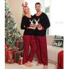 imageSWOMOG Adult Christmas Pajamas Buffalo Plaid Pajama Pants with Pockets Long Sleeve Tops for Couples ampamp FamilyXmas Reindeerplaid