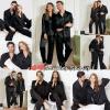 imageSWOMOG Family Matching Pajamas Silk Satin Long Sleeve Sleepwear Soft Button Down Loungewear 2 Pcs Pj SetBlack