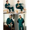 imageSWOMOG Family Matching Pajamas Silk Satin Long Sleeve Sleepwear Soft Button Down Loungewear 2 Pcs Pj SetDark Green