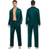 imageSWOMOG Family Matching Pajamas Silk Satin Long Sleeve Sleepwear Soft Button Down Loungewear 2 Pcs Pj SetDark Green