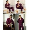 imageSWOMOG Family Matching Pajamas Silk Satin Long Sleeve Sleepwear Soft Button Down Loungewear 2 Pcs Pj SetDark Wine Red