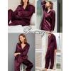 imageSWOMOG Family Matching Pajamas Silk Satin Long Sleeve Sleepwear Soft Button Down Loungewear 2 Pcs Pj SetDark Wine Red