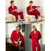 imageSWOMOG Family Matching Pajamas Silk Satin Long Sleeve Sleepwear Soft Button Down Loungewear 2 Pcs Pj SetRed