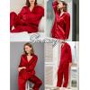 imageSWOMOG Family Matching Pajamas Silk Satin Long Sleeve Sleepwear Soft Button Down Loungewear 2 Pcs Pj SetRed